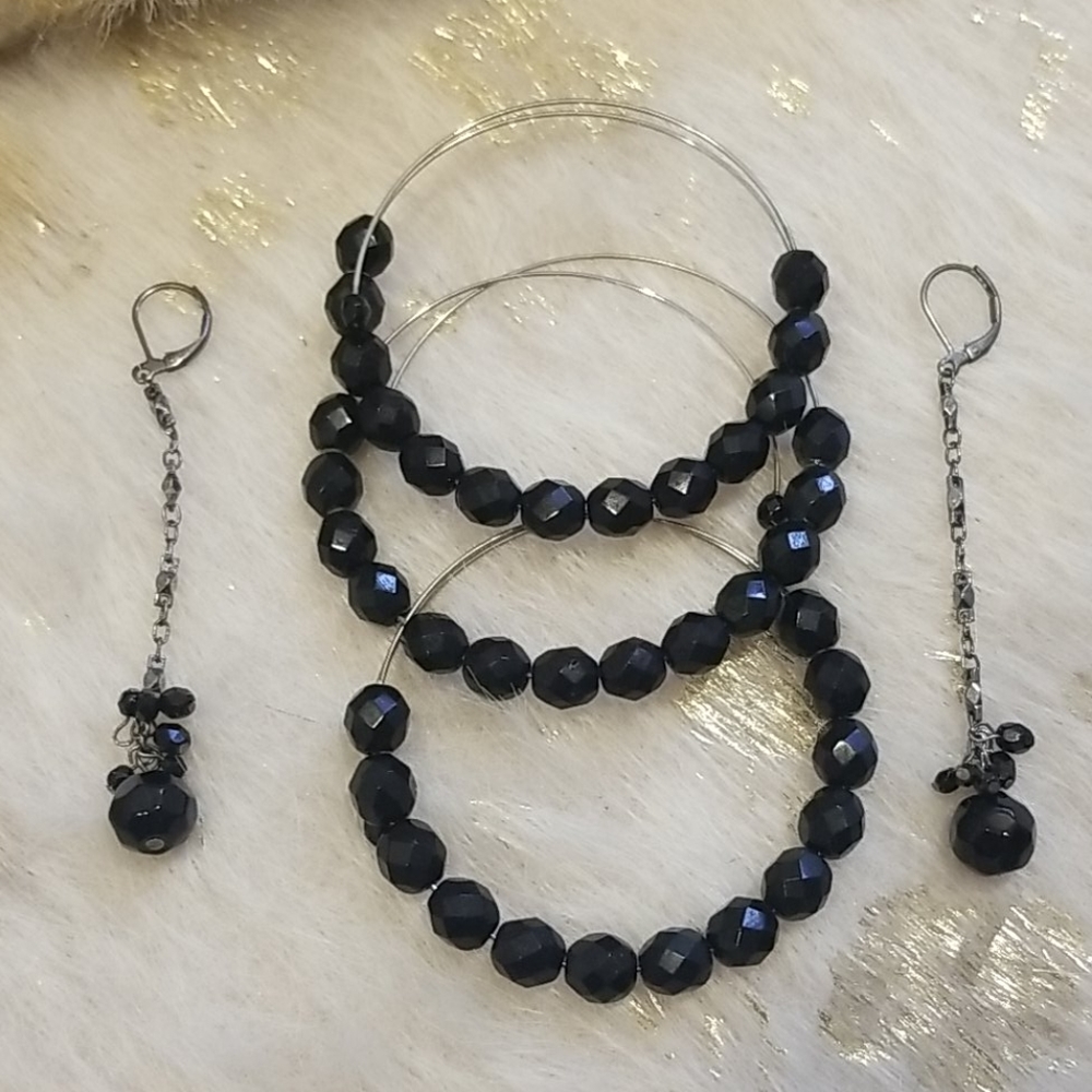 Black Bracelet and Earring Set